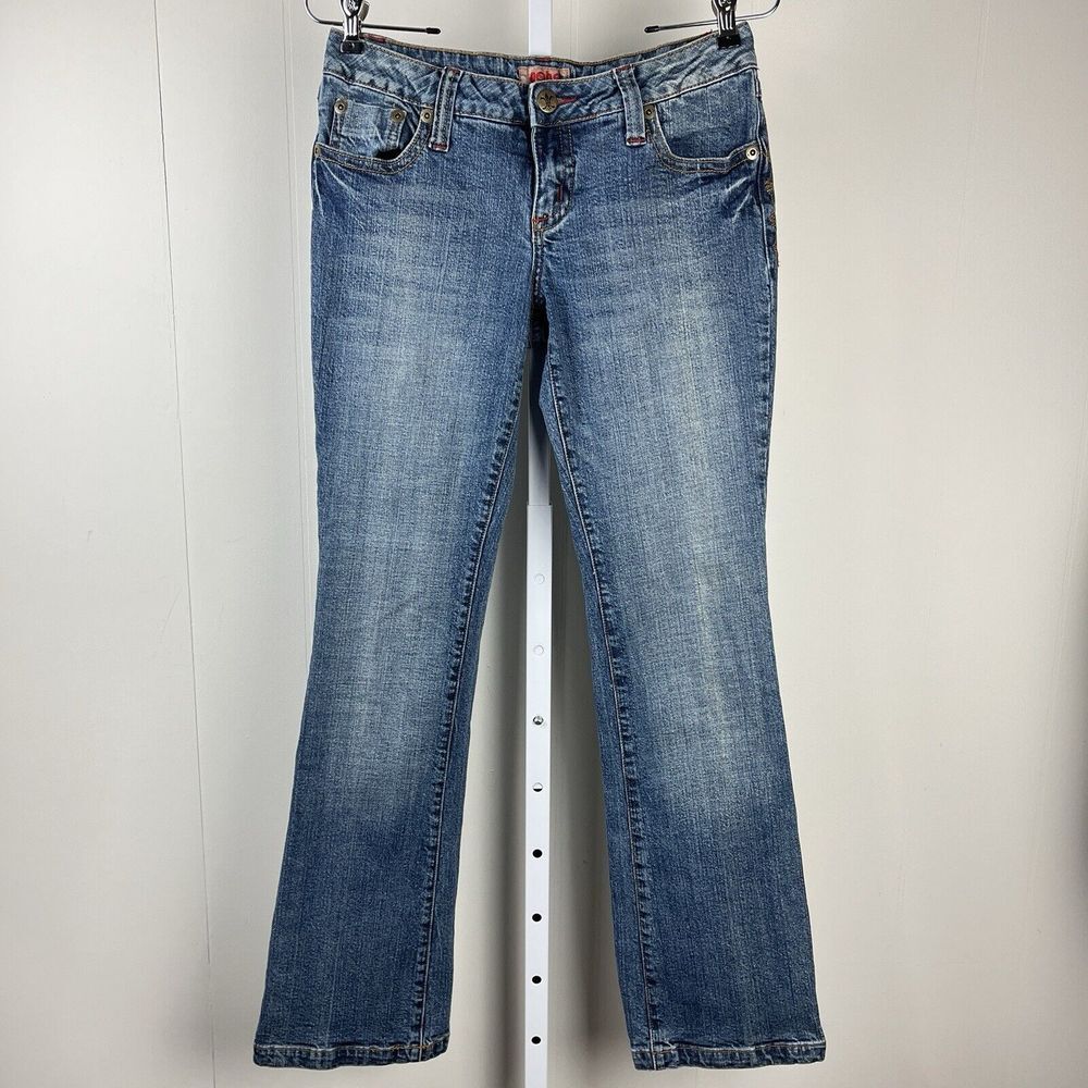 Vintage NoBo No Boundaries Denim Jeans Juniors Size 7 Bootcut Y2K Embroidered
